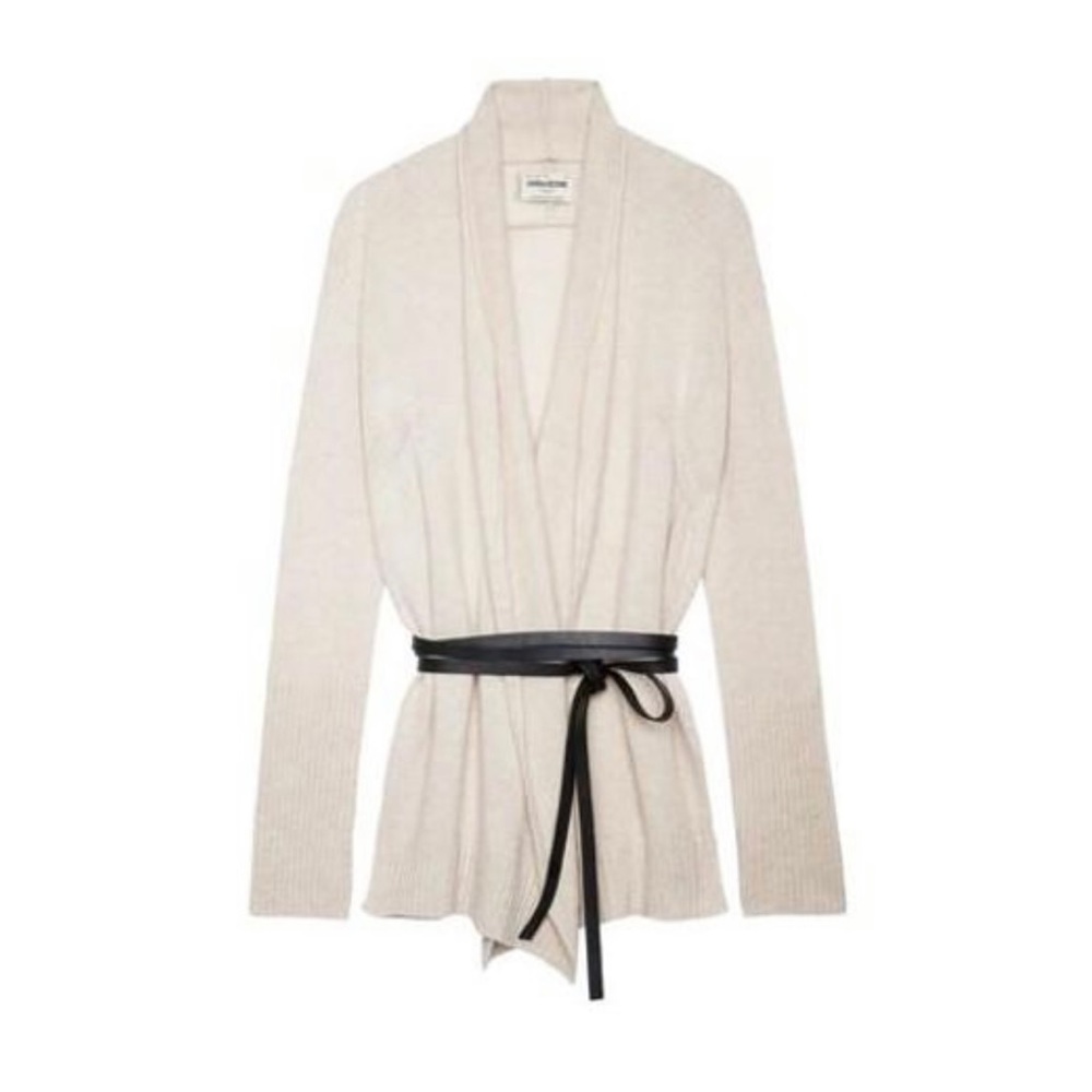 Zadig & Voltaire Cashmere Belted Cardigan in Ecru, size XS/S